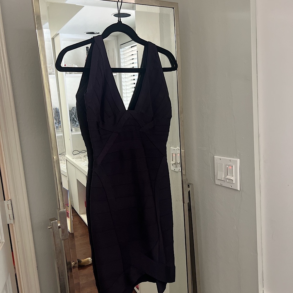Herve Leger Plum Bandage Dress